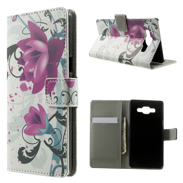 Elegant Lotus Folio Leather Wallet Stand Cover for Samsung Galaxy A5 SM-A500F-1