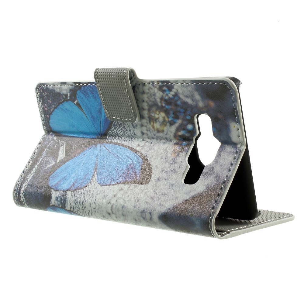 Blue Butterfly Leather Wallet Shell for Samsung Galaxy A5 SM-A500F-3