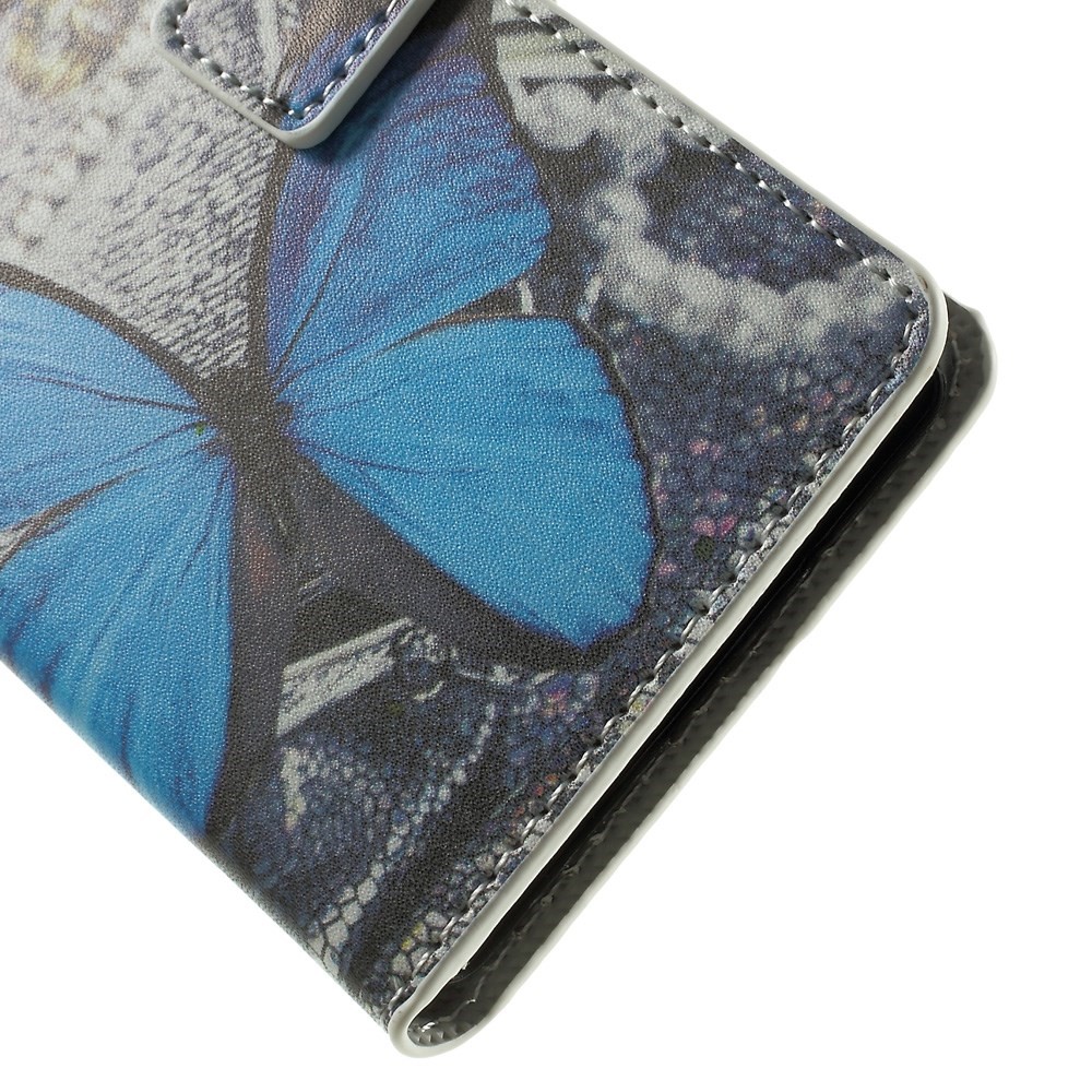 Blue Butterfly Leather Wallet Shell for Samsung Galaxy A5 SM-A500F-7