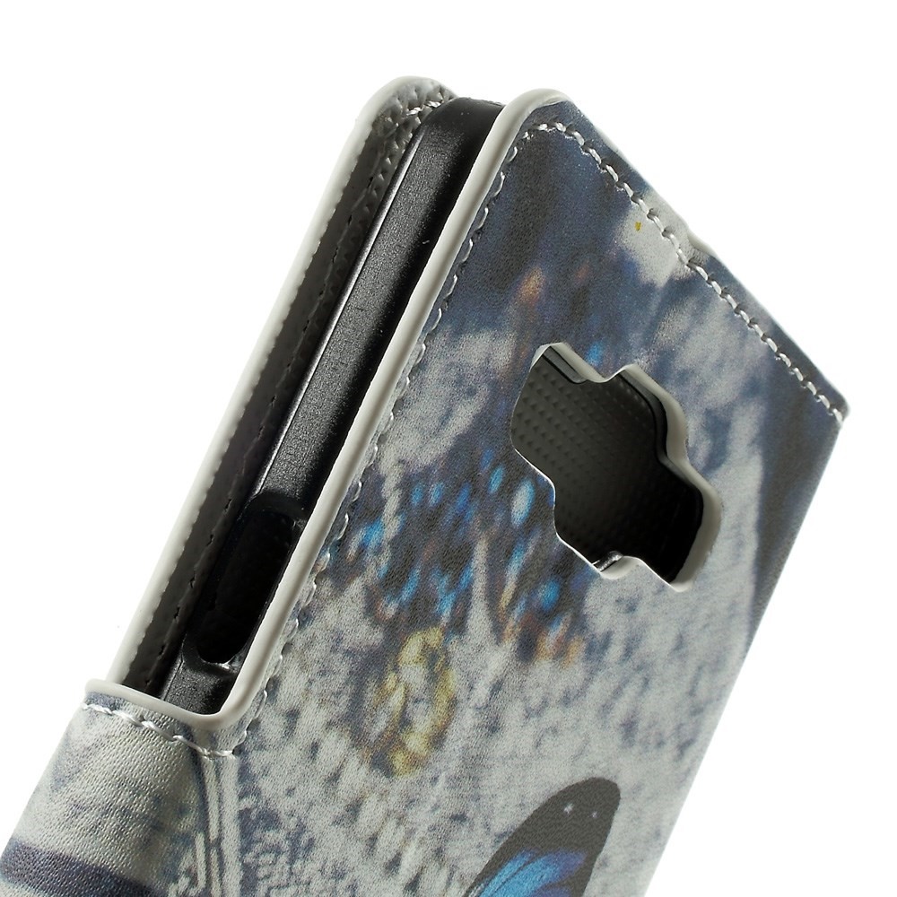 Blue Butterfly Leather Wallet Shell for Samsung Galaxy A5 SM-A500F-8