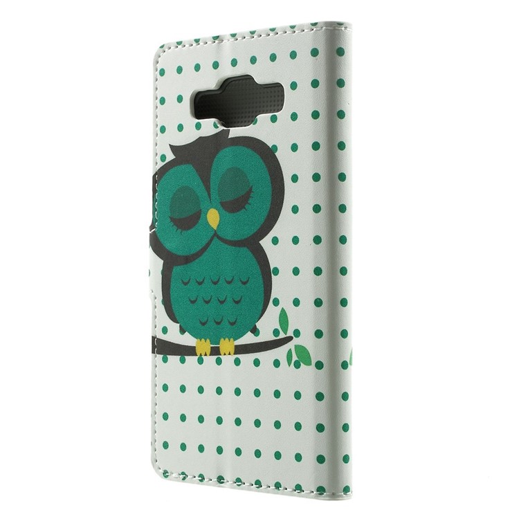Sleeping Owl & Polka Dots Leather Wallet Shell for Samsung Galaxy A5 SM-A500F-2