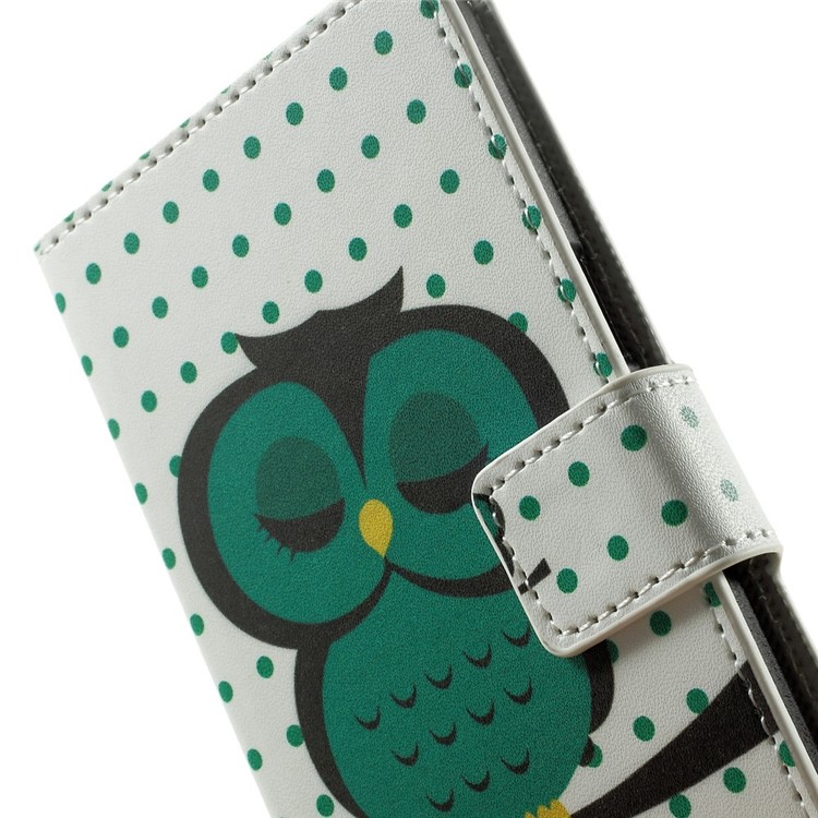 Sleeping Owl & Polka Dots Leather Wallet Shell for Samsung Galaxy A5 SM-A500F-7