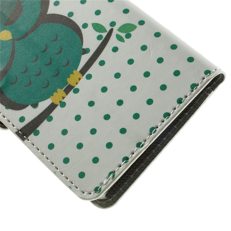 Sleeping Owl & Polka Dots Leather Wallet Shell for Samsung Galaxy A5 SM-A500F-8
