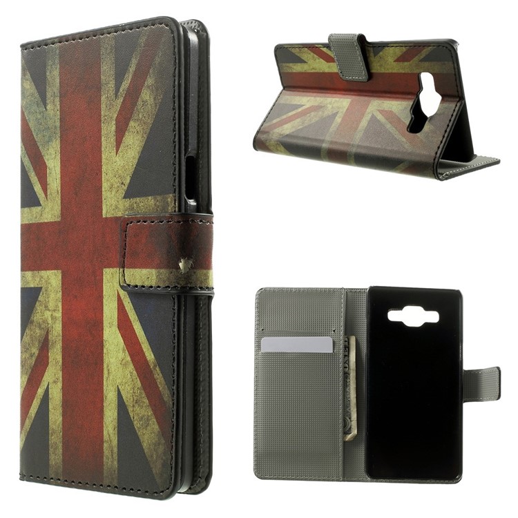 Vintage Union Jack Flag Leather Wallet Stand Cover for Samsung Galaxy A5 SM-A500F-1