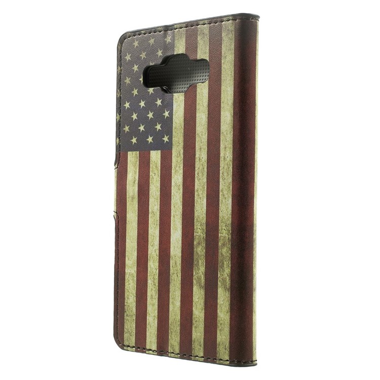 Retro American Flag Leather Wallet Stand Shell for Samsung Galaxy A5 SM-A500F-2
