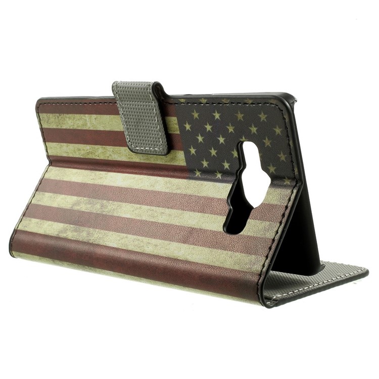 Retro American Flag Leather Wallet Stand Shell for Samsung Galaxy A5 SM-A500F-3