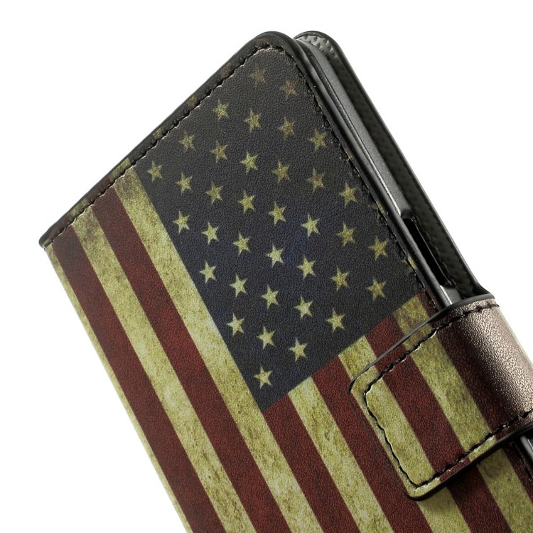 Retro American Flag Leather Wallet Stand Shell for Samsung Galaxy A5 SM-A500F-7