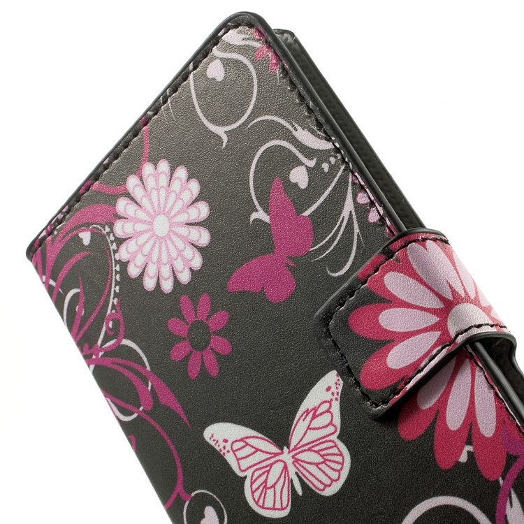 Butterflies & Flowers Leather Wallet Stand Shell for Samsung Galaxy A5 SM-A500F-7