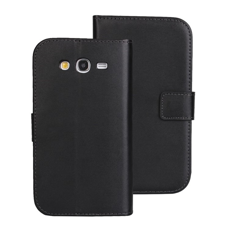 Split Genuine Leather for Samsung Galaxy Grand Neo I9060 Wallet Magnetic Shell - Black-2