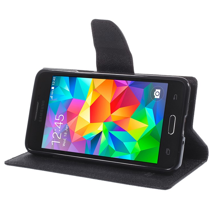 MERCURY Goospery Fancy Diary for Samsung Galaxy Grand Prime SM-G530H Wallet Leather Stand Case - Black-4