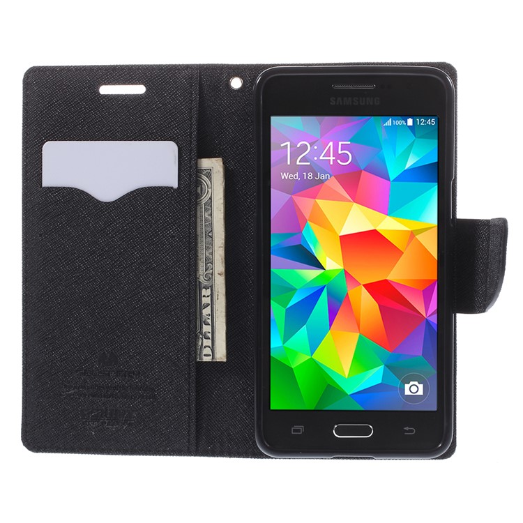 MERCURY Goospery Fancy Diary for Samsung Galaxy Grand Prime SM-G530H Wallet Leather Stand Case - Black-6