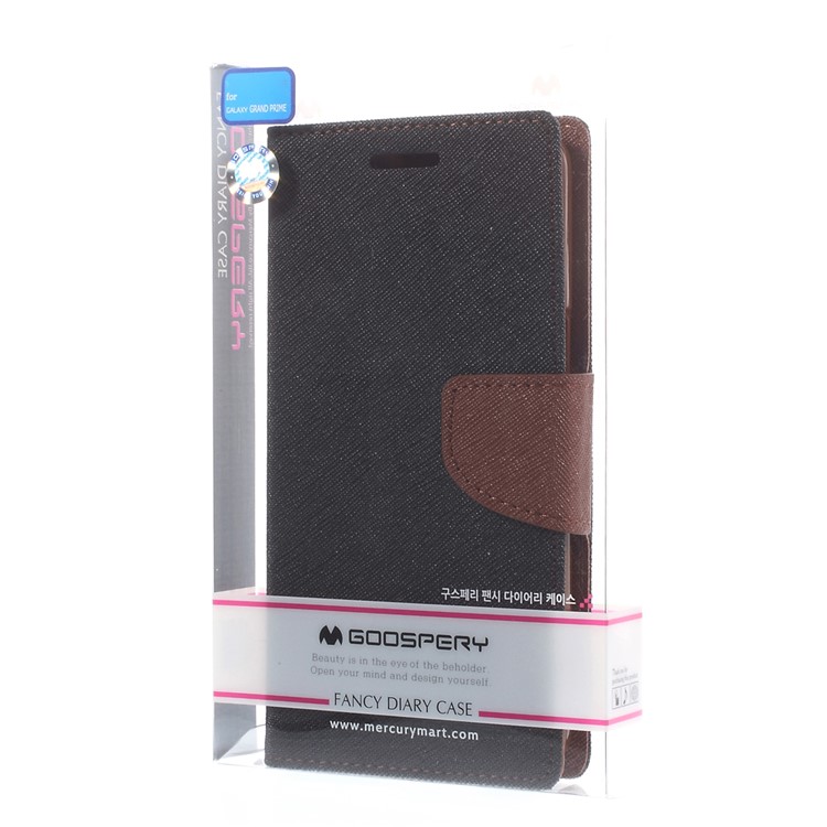 MERCURY Goospery Fancy Diary for Samsung Galaxy Grand Prime SM-G530H Wallet Leather Stand Cover - Brown / Black-11