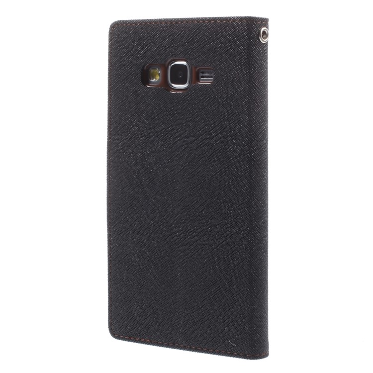 MERCURY Goospery Fancy Diary for Samsung Galaxy Grand Prime SM-G530H Wallet Leather Stand Cover - Brown / Black-2