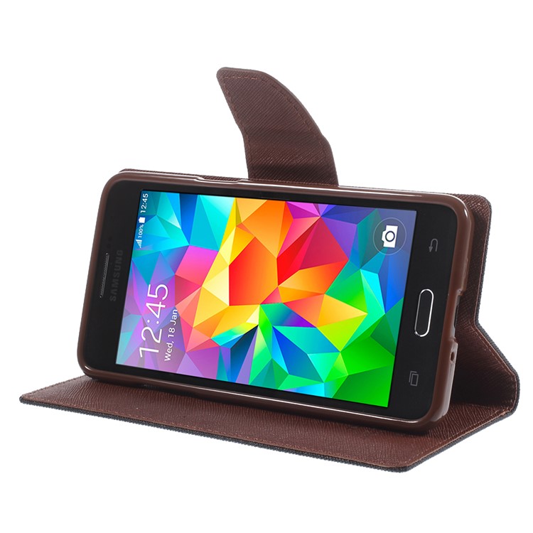 MERCURY Goospery Fancy Diary for Samsung Galaxy Grand Prime SM-G530H Wallet Leather Stand Cover - Brown / Black-4
