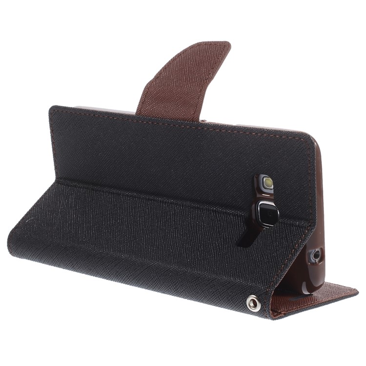 MERCURY Goospery Fancy Diary for Samsung Galaxy Grand Prime SM-G530H Wallet Leather Stand Cover - Brown / Black-5