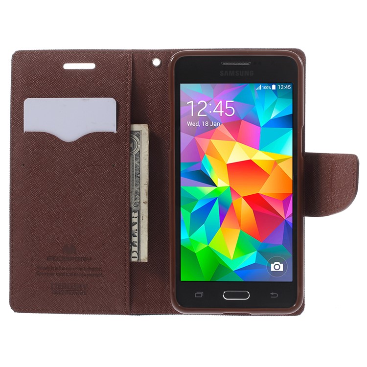 MERCURY Goospery Fancy Diary for Samsung Galaxy Grand Prime SM-G530H Wallet Leather Stand Cover - Brown / Black-6