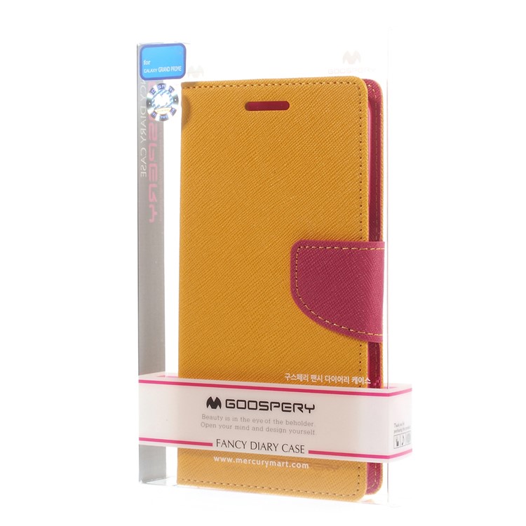 MERCURY Goospery Fancy Diary for Samsung Galaxy Grand Prime SM-G530H Magnetic Leather Stand Cover - Yellow-11