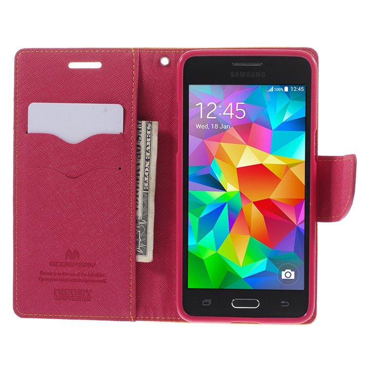 MERCURY Goospery Fancy Diary for Samsung Galaxy Grand Prime SM-G530H Magnetic Leather Stand Cover - Yellow-6