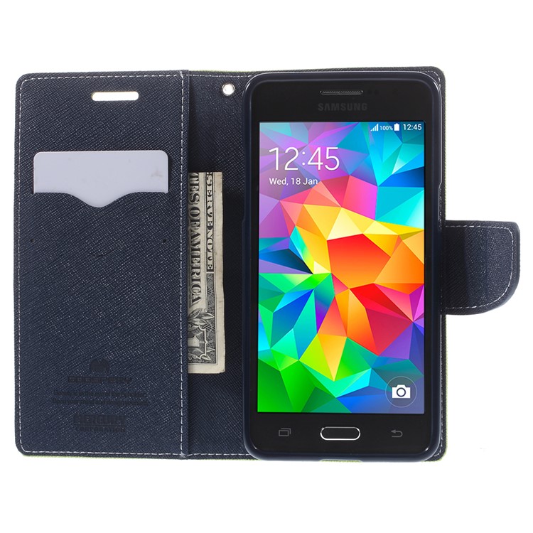 MERCURY Goospery Fancy Diary for Samsung Galaxy Grand Prime SM-G530H Wallet Leather Stand Case Cover - Green-6