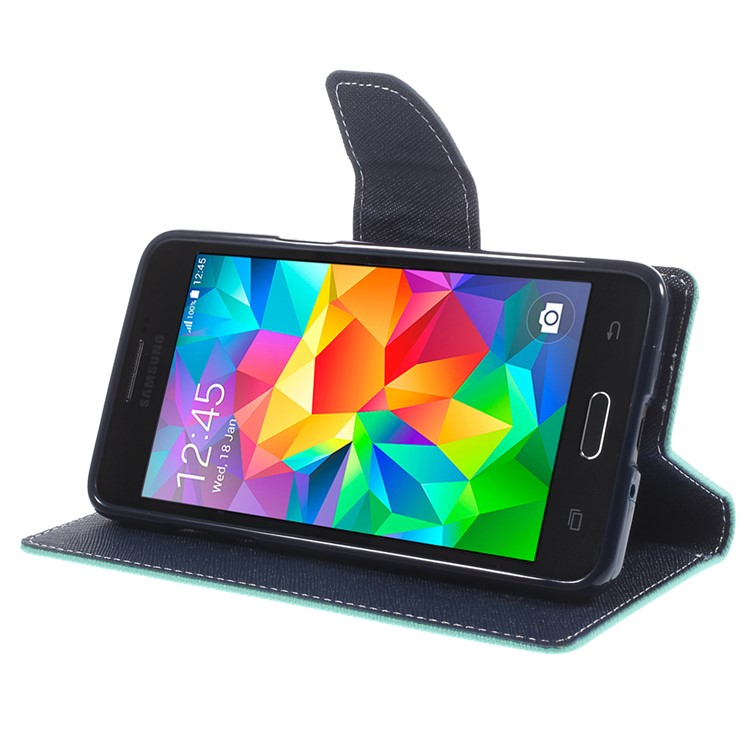 MERCURY Goospery Fancy Diary for Samsung Galaxy Grand Prime SM-G530H Wallet Leather Stand Cover Case - Cyan-4
