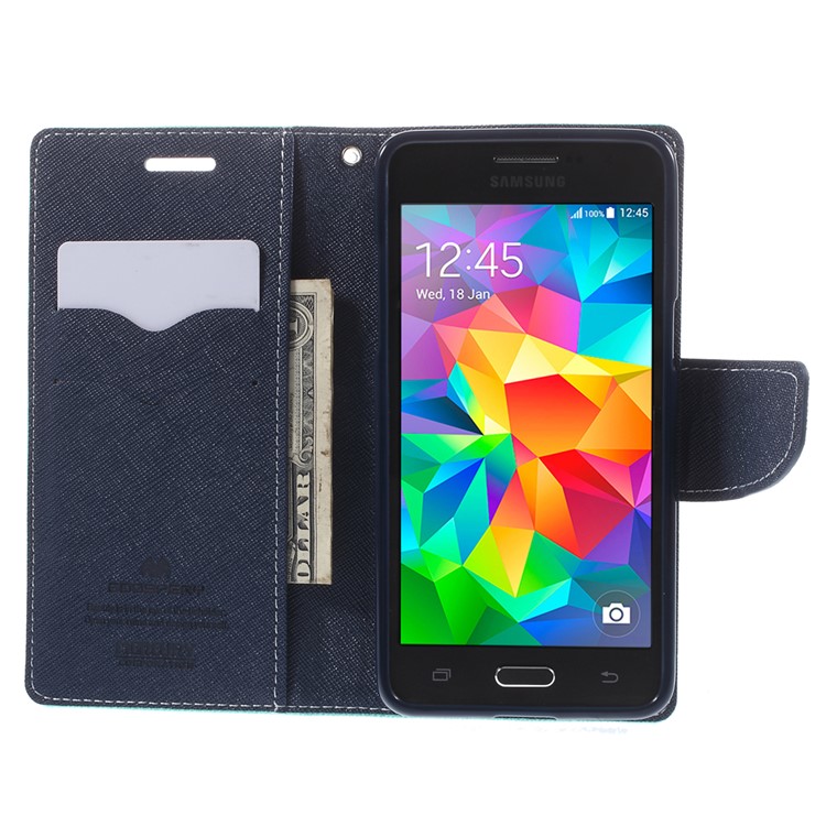 MERCURY Goospery Fancy Diary for Samsung Galaxy Grand Prime SM-G530H Wallet Leather Stand Cover Case - Cyan-6