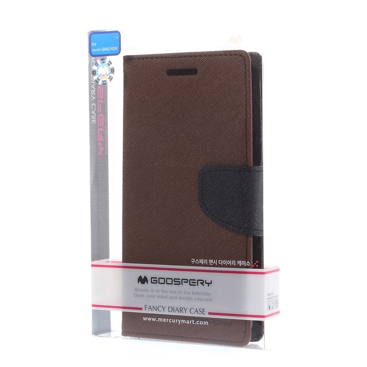MERCURY Goospery Fancy Diary for Samsung Galaxy Grand Prime SM-G530H Wallet Leather Stand Cover - Brown-11