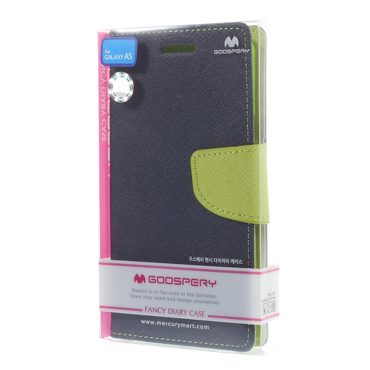 For Samsung Galaxy A5 SM-A500F Mercury GOOSPERY Fancy Diary Case Leather Flip Wallet Cover - Blue-10