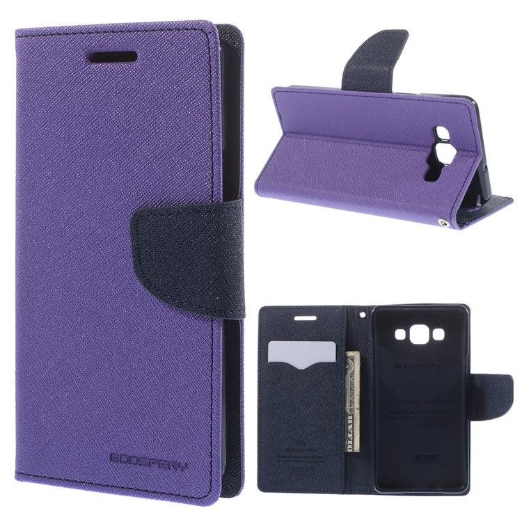

For Samsung Galaxy A5 SM-A500F Mercury GOOSPERY Fancy Diary Case Wallet Leather Cover - Purple, Galaxy A5 (2014)