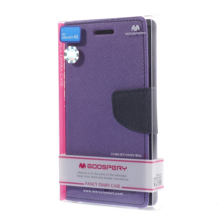 For Samsung Galaxy A5 SM-A500F Mercury GOOSPERY Fancy Diary Case Wallet Leather Cover - Purple-10