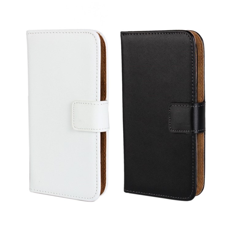 Black Genuine Split Leather Wallet Case Stand for Samsung Galaxy Ace Style LTE G357FZ / Ace 4 G357FZ-9