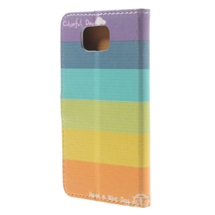 Colorized Horizontal Stripes for Samsung Galaxy Alpha SM-G850F SM-G850A Wallet Leather Stand Cover-2