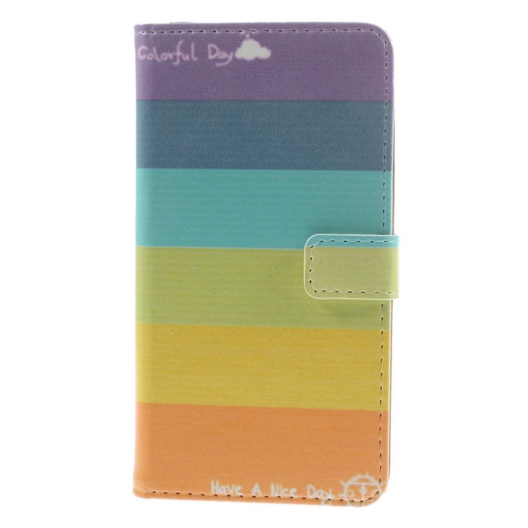 Colorized Horizontal Stripes for Samsung Galaxy Alpha SM-G850F SM-G850A Wallet Leather Stand Cover-3