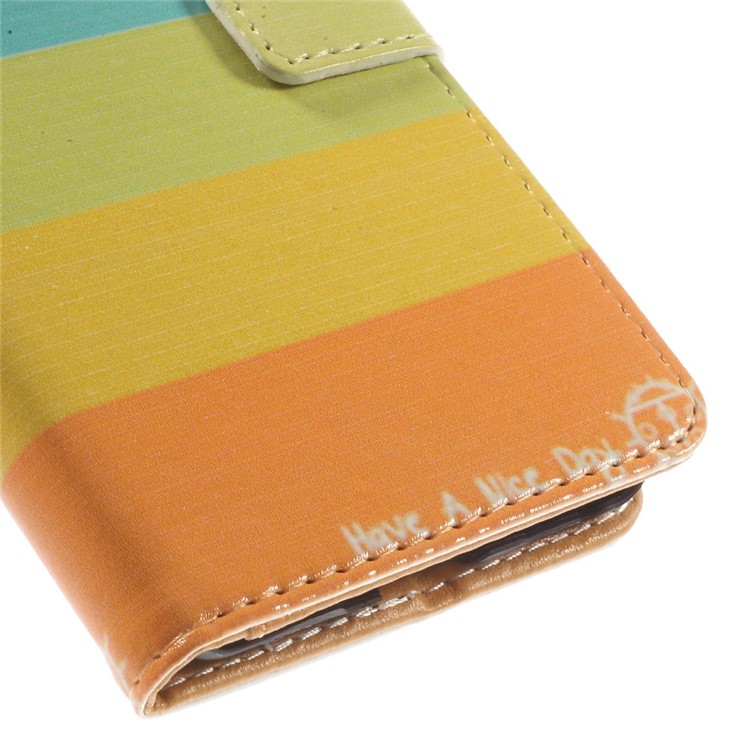 Colorized Horizontal Stripes for Samsung Galaxy Alpha SM-G850F SM-G850A Wallet Leather Stand Cover-7
