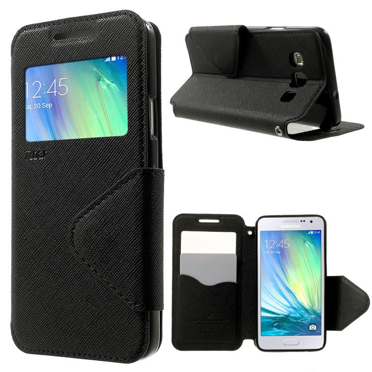 ROAR KOREA for Samsung Galaxy A3 SM-A300F Diary Leather Stand Case with View Window - Black-1