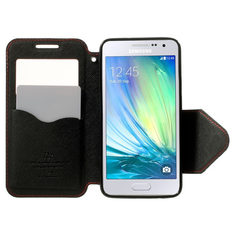 ROAR KOREA for Samsung Galaxy A3 SM-A300F Diary Leather Stand Case with View Window - Red-5