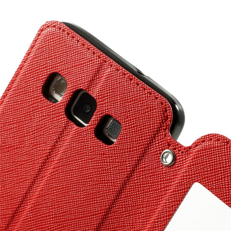 ROAR KOREA for Samsung Galaxy A3 SM-A300F Diary Leather Stand Case with View Window - Red-6
