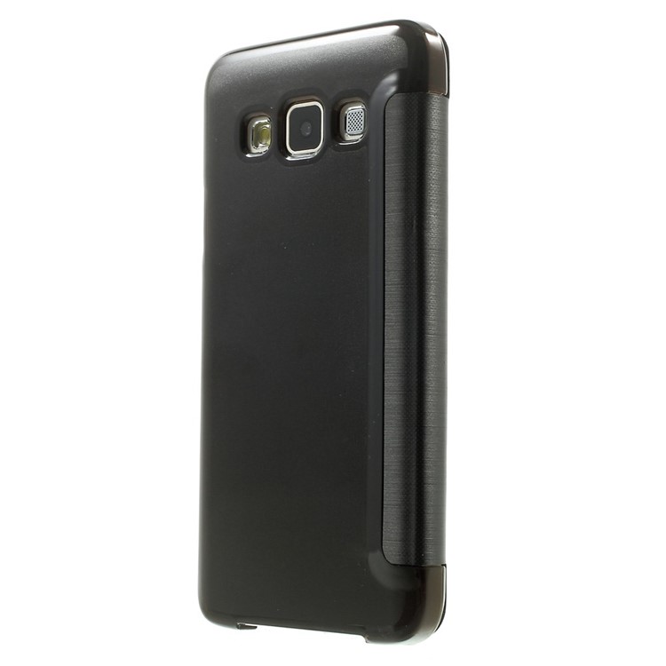 For Samsung Galaxy A3 SM-A300F View Window Leather Cover w/ PC Back - Black-2