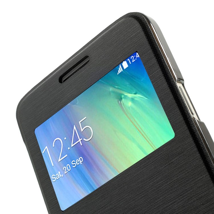 For Samsung Galaxy A3 SM-A300F View Window Leather Cover w/ PC Back - Black-5