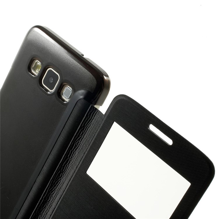 For Samsung Galaxy A3 SM-A300F View Window Leather Cover w/ PC Back - Black-6