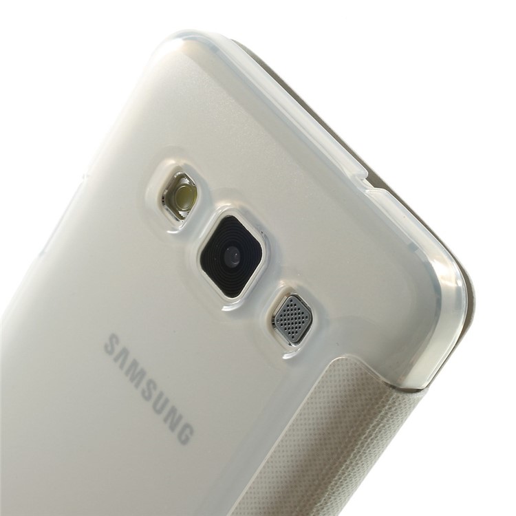 For Samsung Galaxy A3 SM-A300F View Window Leather Case w/ PC Back - White-5