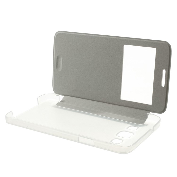 For Samsung Galaxy A3 SM-A300F View Window Leather Case w/ PC Back - White-8