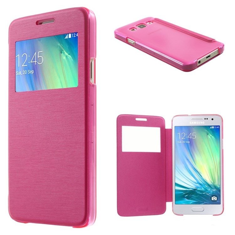 For Samsung Galaxy A3 SM-A300F View Window Folio Leather Shell - Rose-1