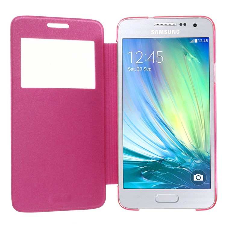For Samsung Galaxy A3 SM-A300F View Window Folio Leather Shell - Rose-4