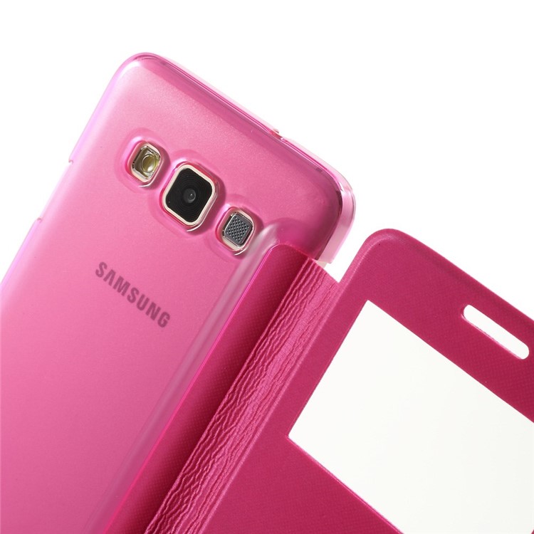 For Samsung Galaxy A3 SM-A300F View Window Folio Leather Shell - Rose-5