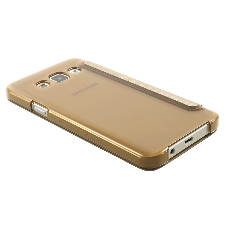 For Samsung Galaxy A3 SM-A300F View Window Folio Leather Case - Gold-3
