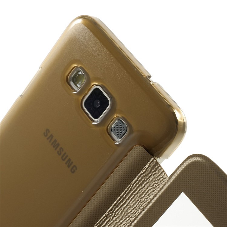 For Samsung Galaxy A3 SM-A300F View Window Folio Leather Case - Gold-5