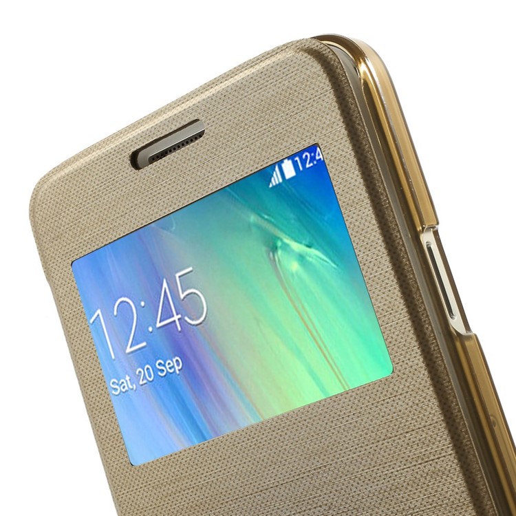 For Samsung Galaxy A3 SM-A300F View Window Folio Leather Case - Gold-6