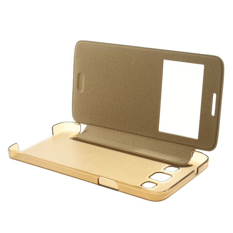 For Samsung Galaxy A3 SM-A300F View Window Folio Leather Case - Gold-8