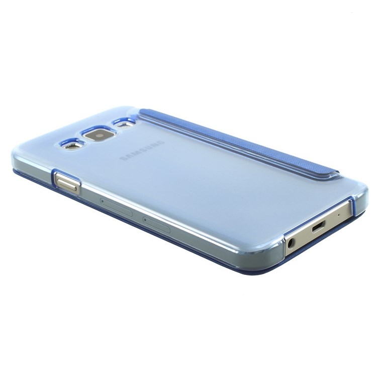 For Samsung Galaxy A3 SM-A300F View Window Leather Shell - Blue-3