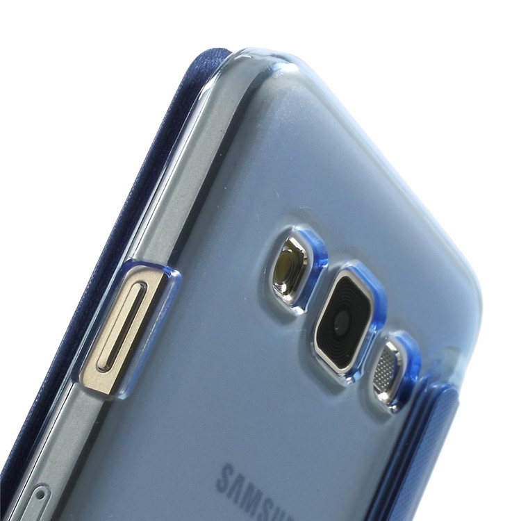 For Samsung Galaxy A3 SM-A300F View Window Leather Shell - Blue-6